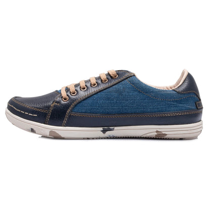 Pure Leather Blue Sneaker with a Touch of Denim- ROCAN410BLZ