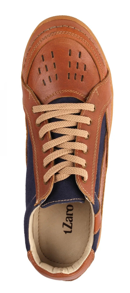 Pure Leather Tan Sneakers with a Touch of Denim - RODEN411TAN