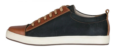 Pure Leather Twin-Color Sneakers - Cobain Black, ROM201BLKTAN