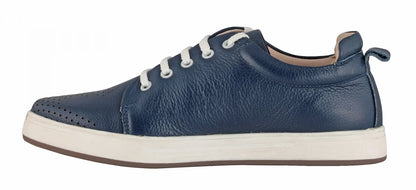 Pure Leather Twin Color Sneaker - Blue Weh, ROM203BLUWAV