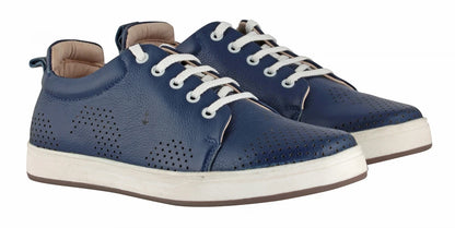 Pure Leather Twin Color Sneaker - Blue Weh, ROM203BLUWAV