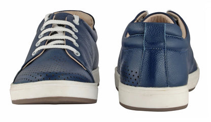 Pure Leather Twin Color Sneaker - Blue Weh, ROM203BLUWAV