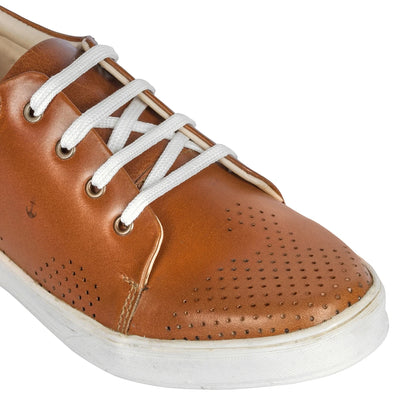 Pure Leather Tan Sneaker with White Sole - Slater (Tan), ROM204TANWAV