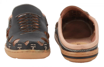 Pure Leather Mule, with Rubber Sole  - Hector (OPU), RON4108DRBLK