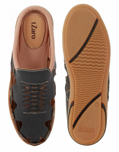 Pure Leather Mule, with Rubber Sole  - Hector (OPU), RON4108DRBLK