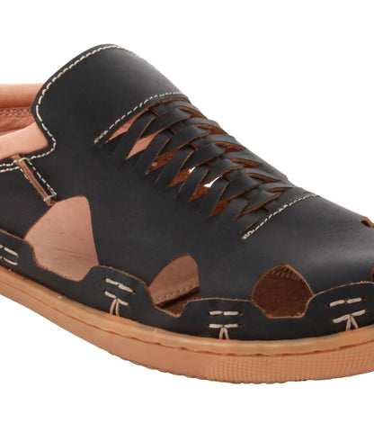 Pure Leather Mule, with Rubber Sole  - Hector (OPU), RON4108DRBLK