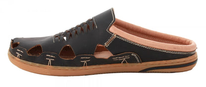 Pure Leather Mule, with Rubber Sole  - Hector (OPU), RON4108DRBLK