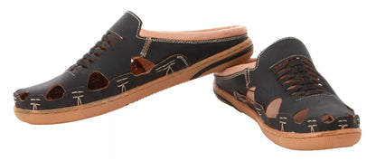 Pure Leather Mule, with Rubber Sole  - Hector (OPU), RON4108DRBLK