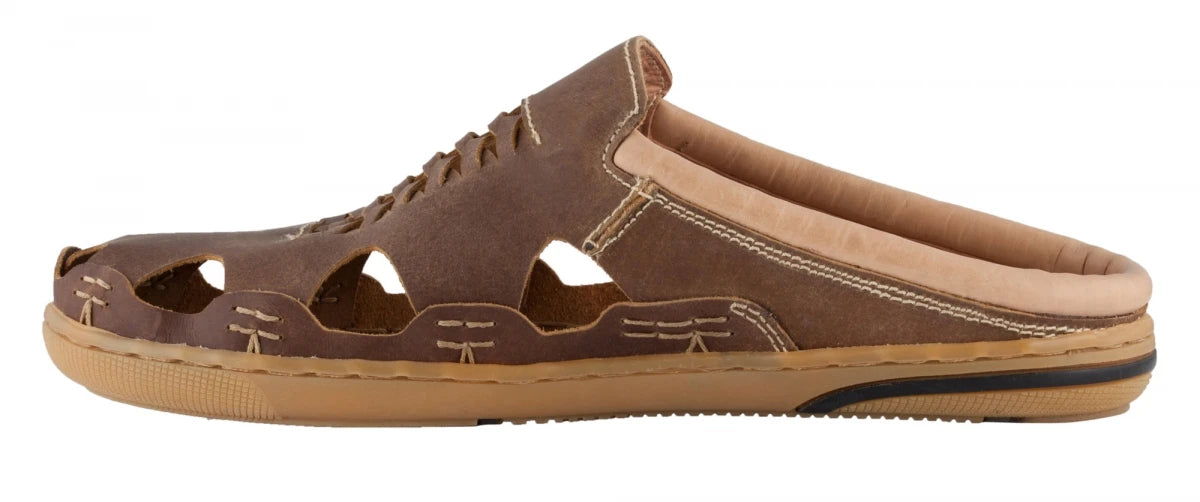 Pure Leather Mule, with Rubber Sole  - Hector (Brown), RON412BRWOPU