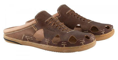 Pure Leather Mule, with Rubber Sole  - Hector (Brown), RON412BRWOPU