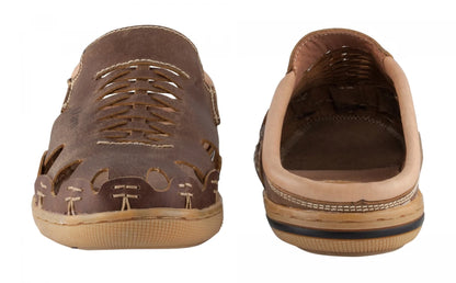 Pure Leather Mule, with Rubber Sole  - Hector (Brown), RON412BRWOPU