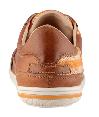 Pure Leather Sneakers with a Touch of Handloom - Loom (Tan) , RON4134FABTAN
