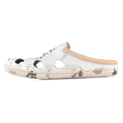 Pure Leather Mule, with Rubber Sole - Hector (White), RON413WHT
