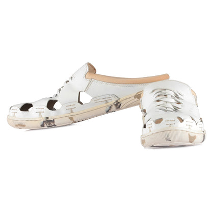 Pure Leather Mule, with Rubber Sole - Hector (White), RON413WHT