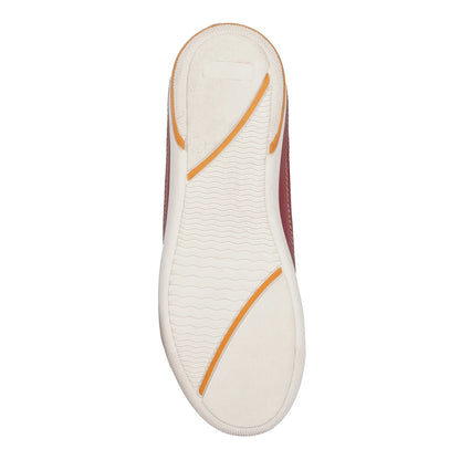 Pure Leather Sneakers with a Touch of Handloom - Loom (Red) , RON4155FABBUR