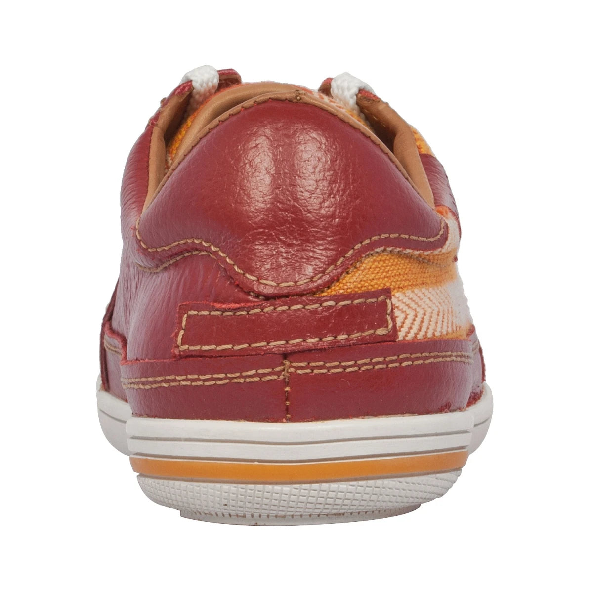 Pure Leather Sneakers with a Touch of Handloom - Loom (Red) , RON4155FABBUR