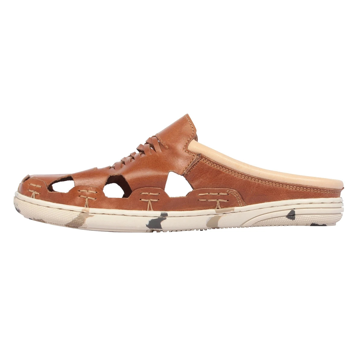 Pure Leather Mule, with Rubber Sole - Hector (Camo-Tan), RON419CMTAN