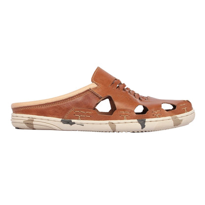 Pure Leather Mule, with Rubber Sole - Hector (Camo-Tan), RON419CMTAN