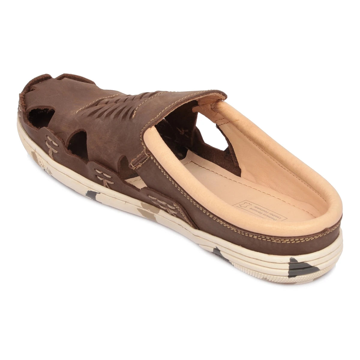 Pure Leather Mule, with Rubber Sole - Hector(Army Brown), RON420CMBRW