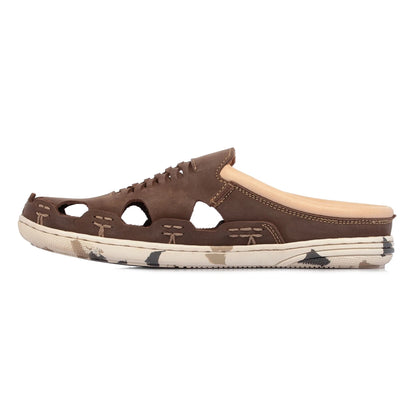 Pure Leather Mule, with Rubber Sole - Hector(Army Brown), RON420CMBRW