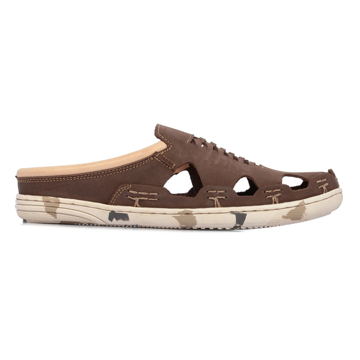 Pure Leather Mule, with Rubber Sole - Hector(Army Brown), RON420CMBRW
