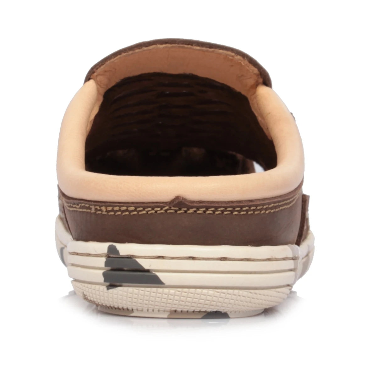 Pure Leather Mule, with Rubber Sole - Hector(Army Brown), RON420CMBRW