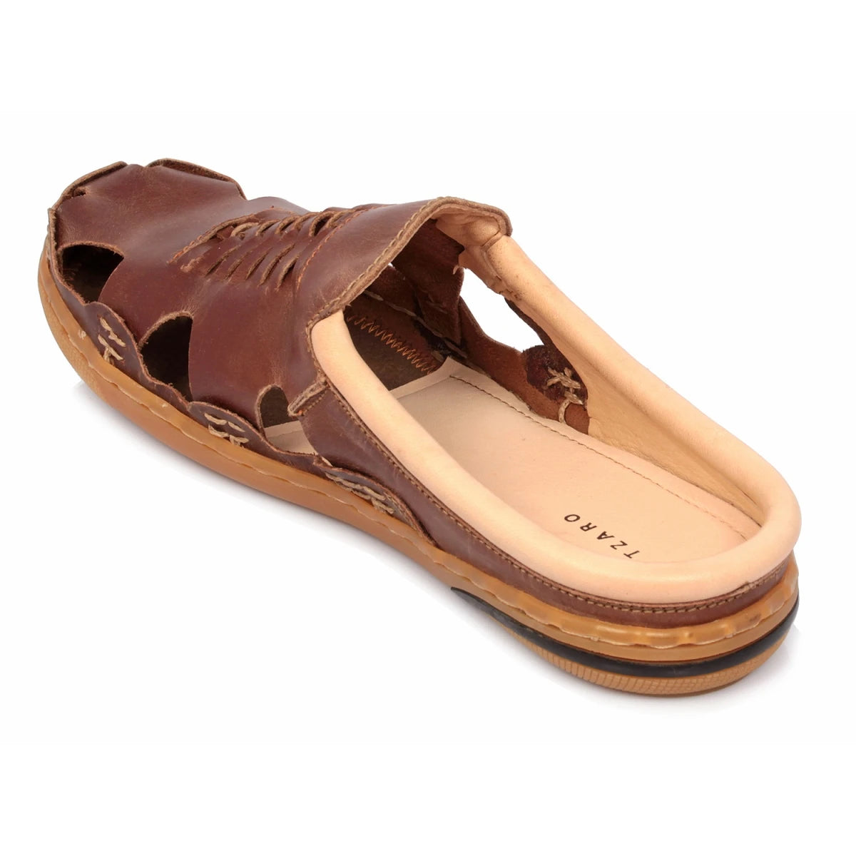 Pure Leather Mule, with Rubber Sole - Hector(Dark-tan), RON421TAN