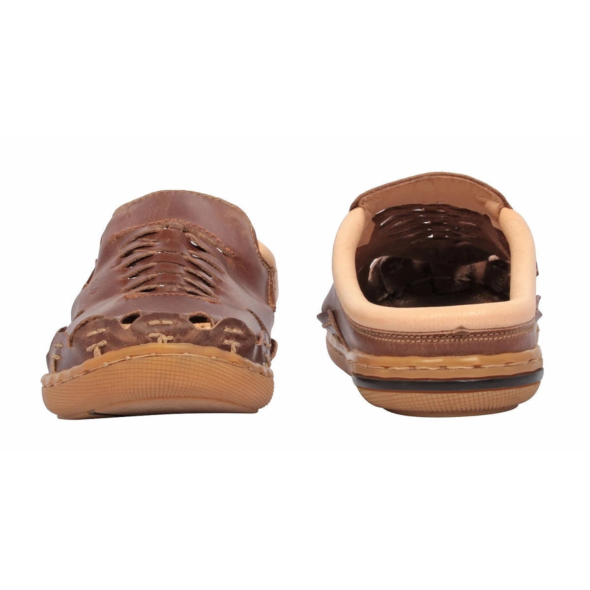 Pure Leather Mule, with Rubber Sole - Hector(Dark-tan), RON421TAN