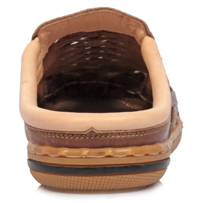 Pure Leather Mule, with Rubber Sole - Hector(Dark-tan), RON421TAN