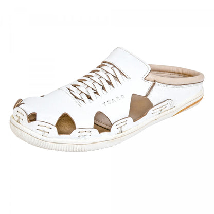 Pure Leather Mule, with Rubber Sole - Hector(White), RON422WHT