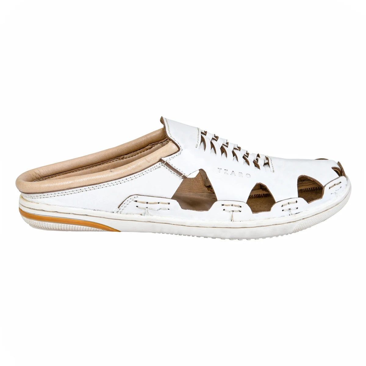Pure Leather Mule, with Rubber Sole - Hector(White), RON422WHT