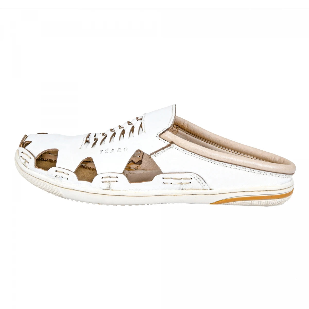 Pure Leather Mule, with Rubber Sole - Hector(White), RON422WHT
