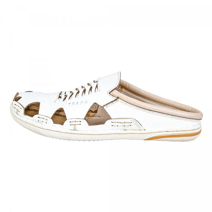 Pure Leather Mule, with Rubber Sole - Hector(White), RON422WHT