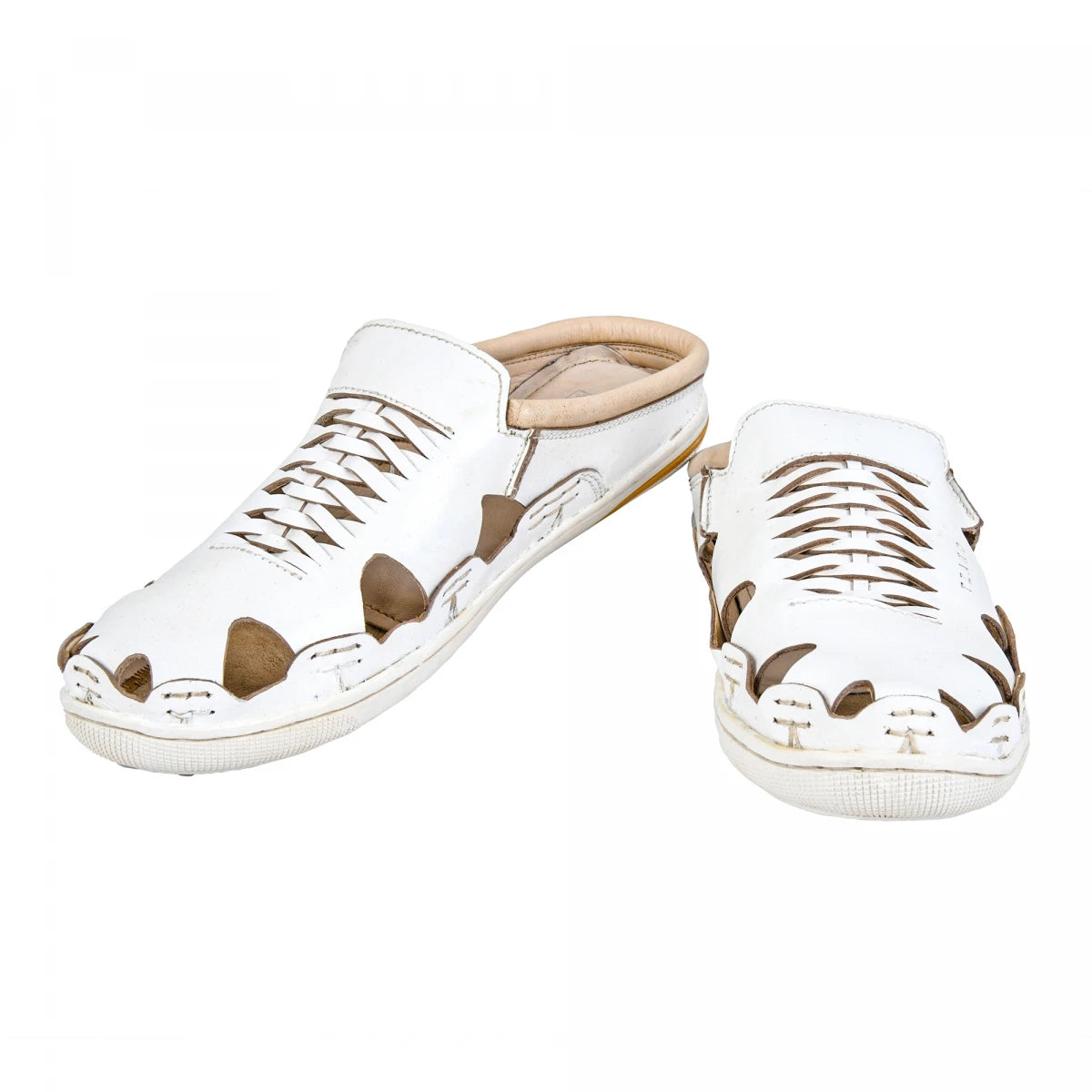 Pure Leather Mule, with Rubber Sole - Hector(White), RON422WHT