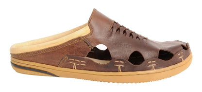 Pure Leather Mule, with Rubber Sole  -  Hector(Brown), RONNY4106DKCHC