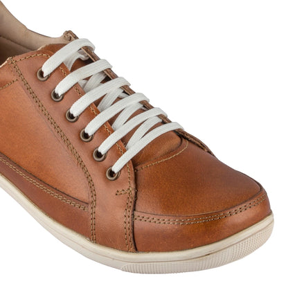 Pure Leather Tan Sneaker with White Rubber Sole - Atlanta (Tan), RONWH417TAN