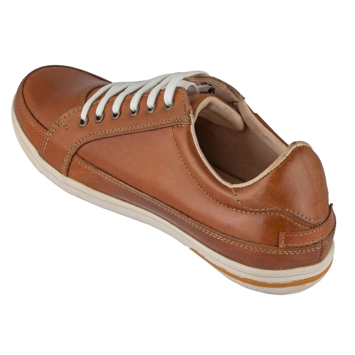 Pure Leather Tan Sneaker with White Rubber Sole - Atlanta (Tan), RONWH417TAN