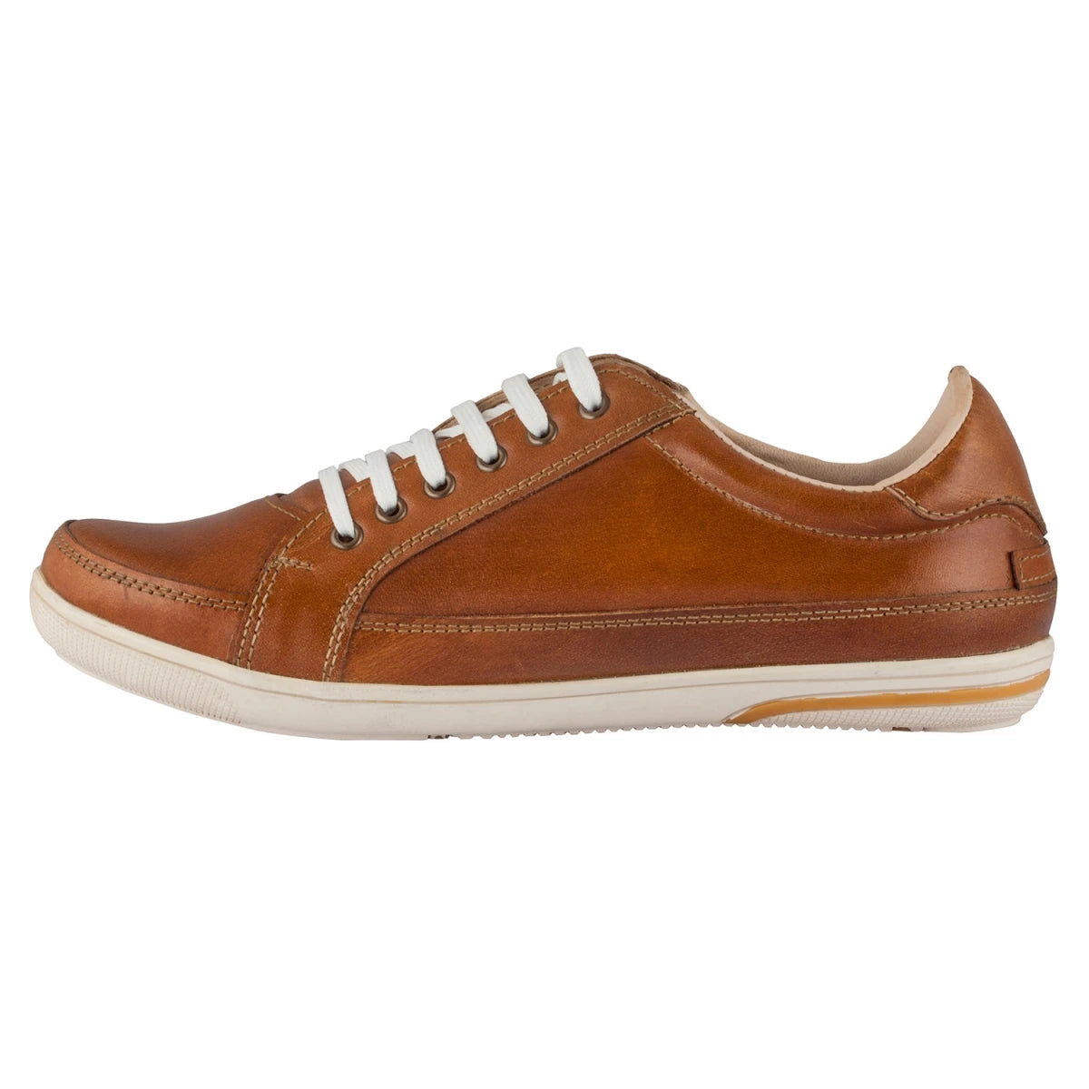 Pure Leather Tan Sneaker with White Rubber Sole - Atlanta (Tan), RONWH417TAN