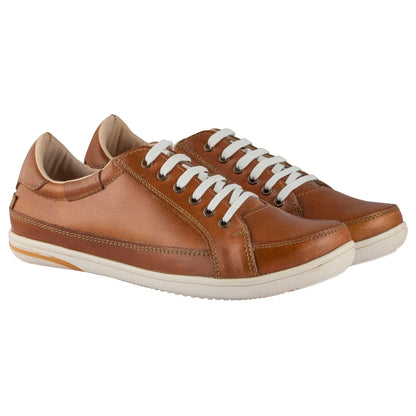 Pure Leather Tan Sneaker with White Rubber Sole - Atlanta (Tan), RONWH417TAN
