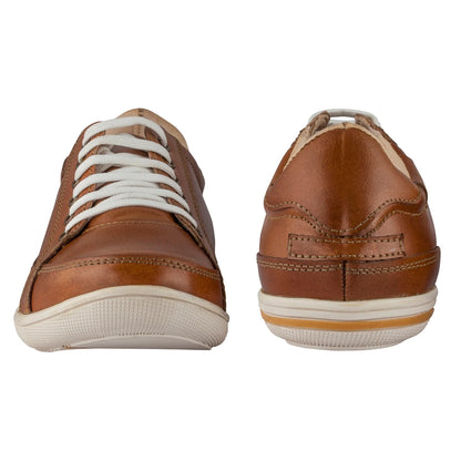 Pure Leather Tan Sneaker with White Rubber Sole - Atlanta (Tan), RONWH417TAN