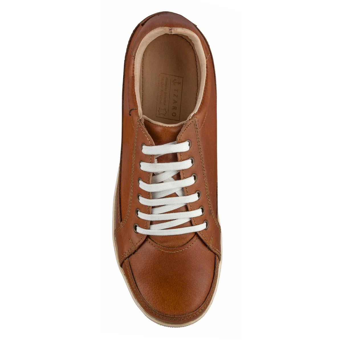 Pure Leather Tan Sneaker with White Rubber Sole - Atlanta (Tan), RONWH417TAN