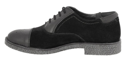TZARO Black Casual Leather Oxford - Black Trinity, SAH3213SUDLBLK