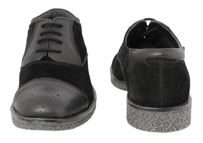 TZARO Black Casual Leather Oxford - Black Trinity, SAH3213SUDLBLK