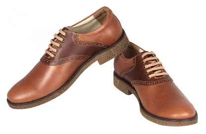 Pure Leather Tan Shoes with Brogues Elements - Perth, SAH3217TNPNCH