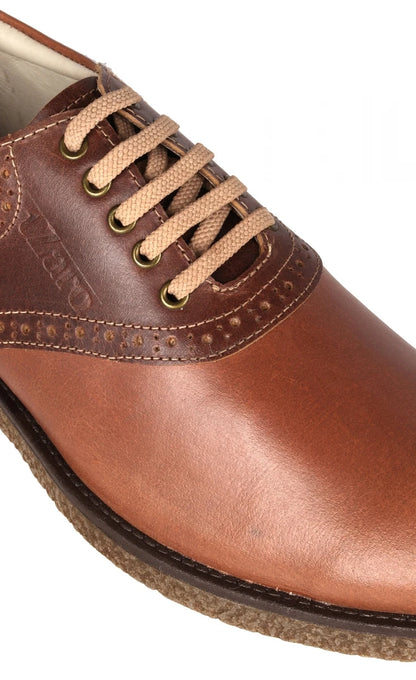 Pure Leather Tan Shoes with Brogues Elements - Perth, SAH3217TNPNCH