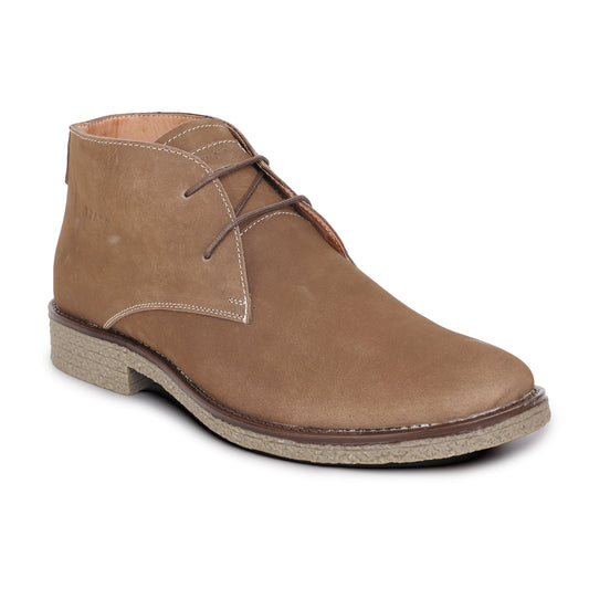 Brown Nucbuck Leather Boots with Crepe Finish Sole - Dune, SAH3226NUBRW