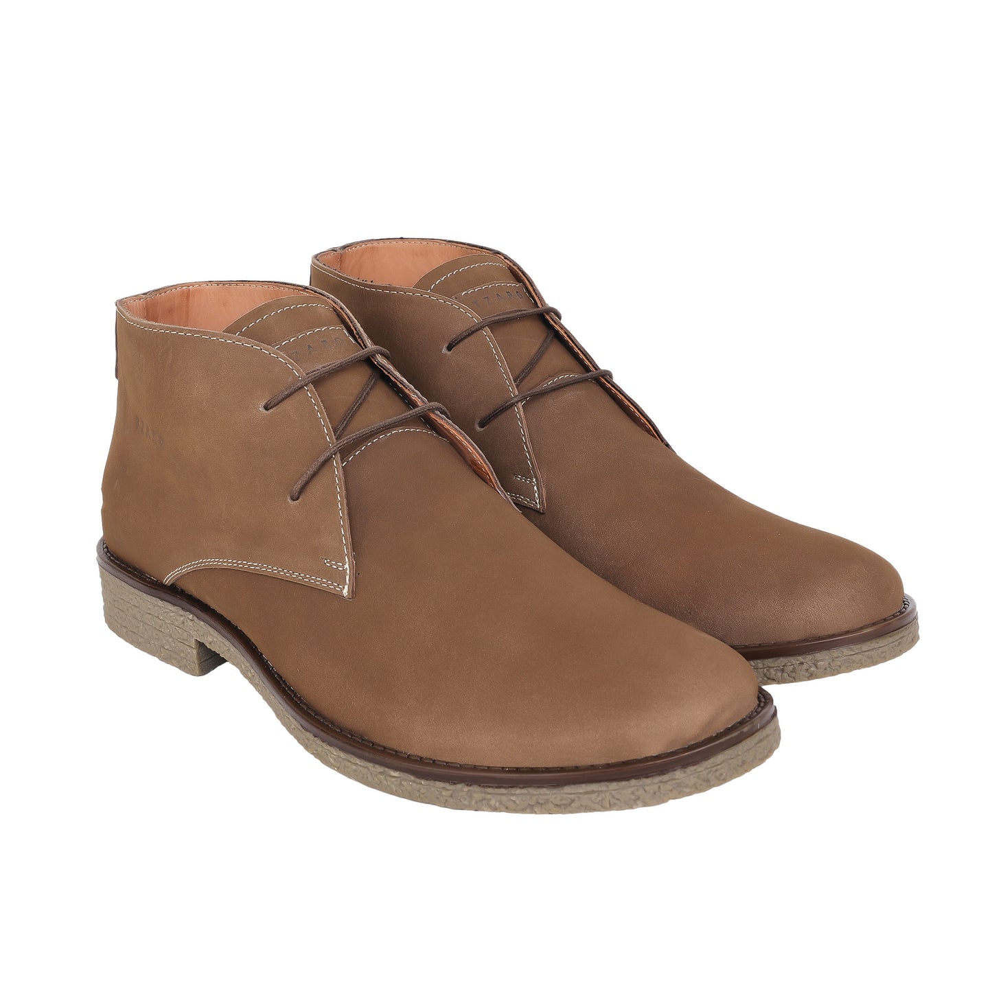 Brown Nucbuck Leather Boots with Crepe Finish Sole - Dune, SAH3226NUBRW
