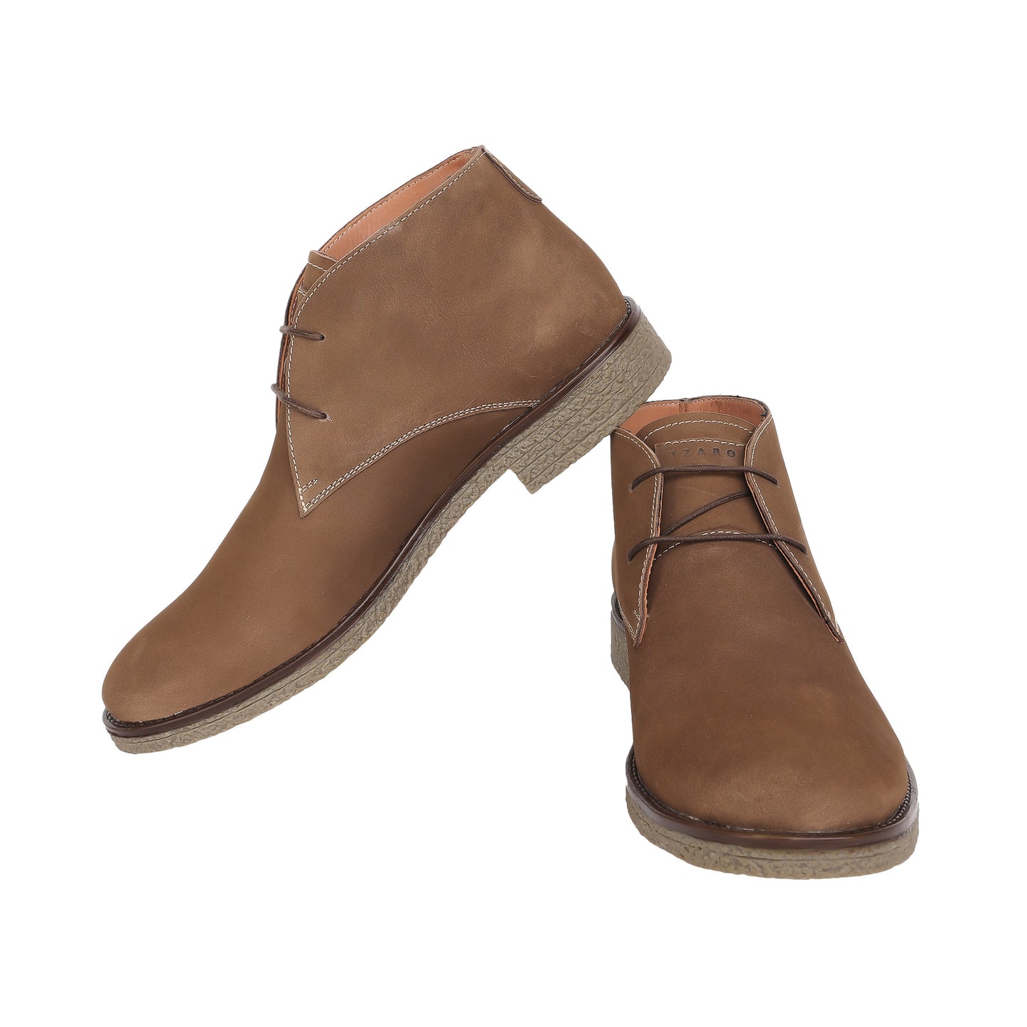 Brown Nucbuck Leather Boots with Crepe Finish Sole - Dune, SAH3226NUBRW