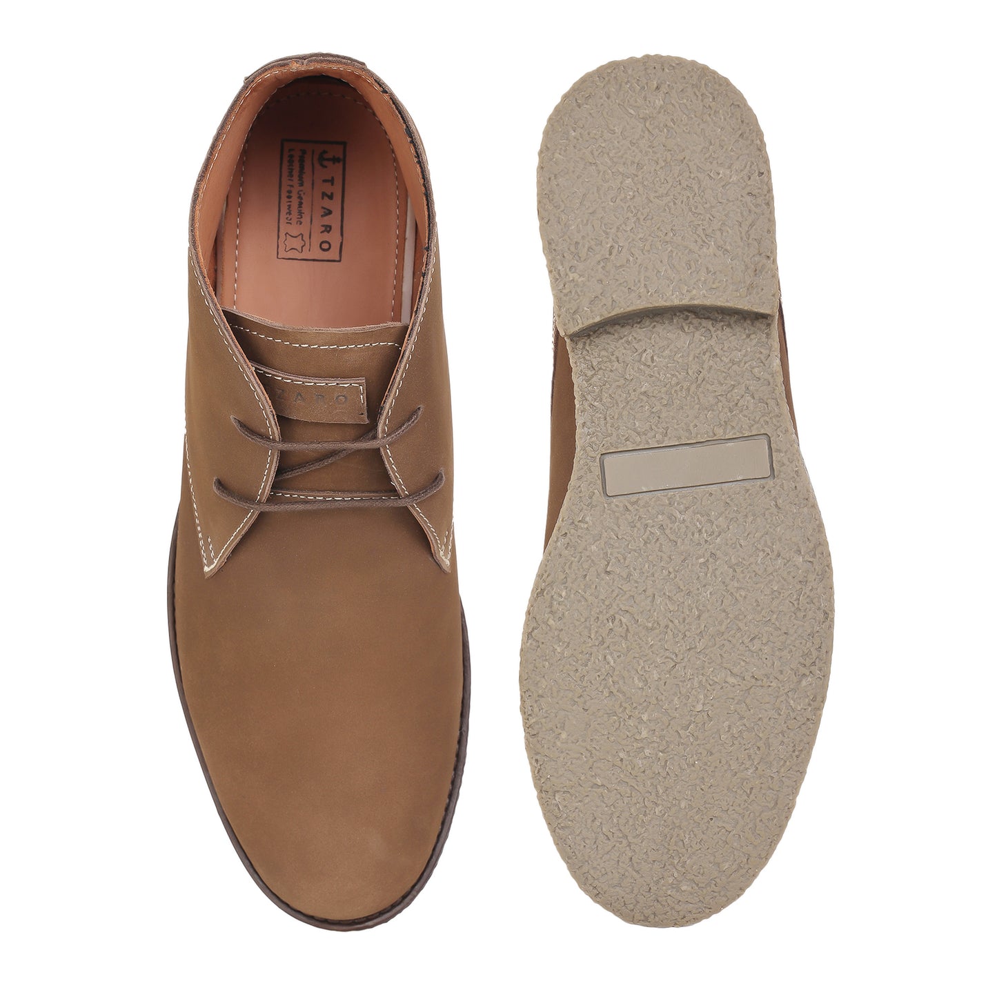 Brown Nucbuck Leather Boots with Crepe Finish Sole - Dune, SAH3226NUBRW