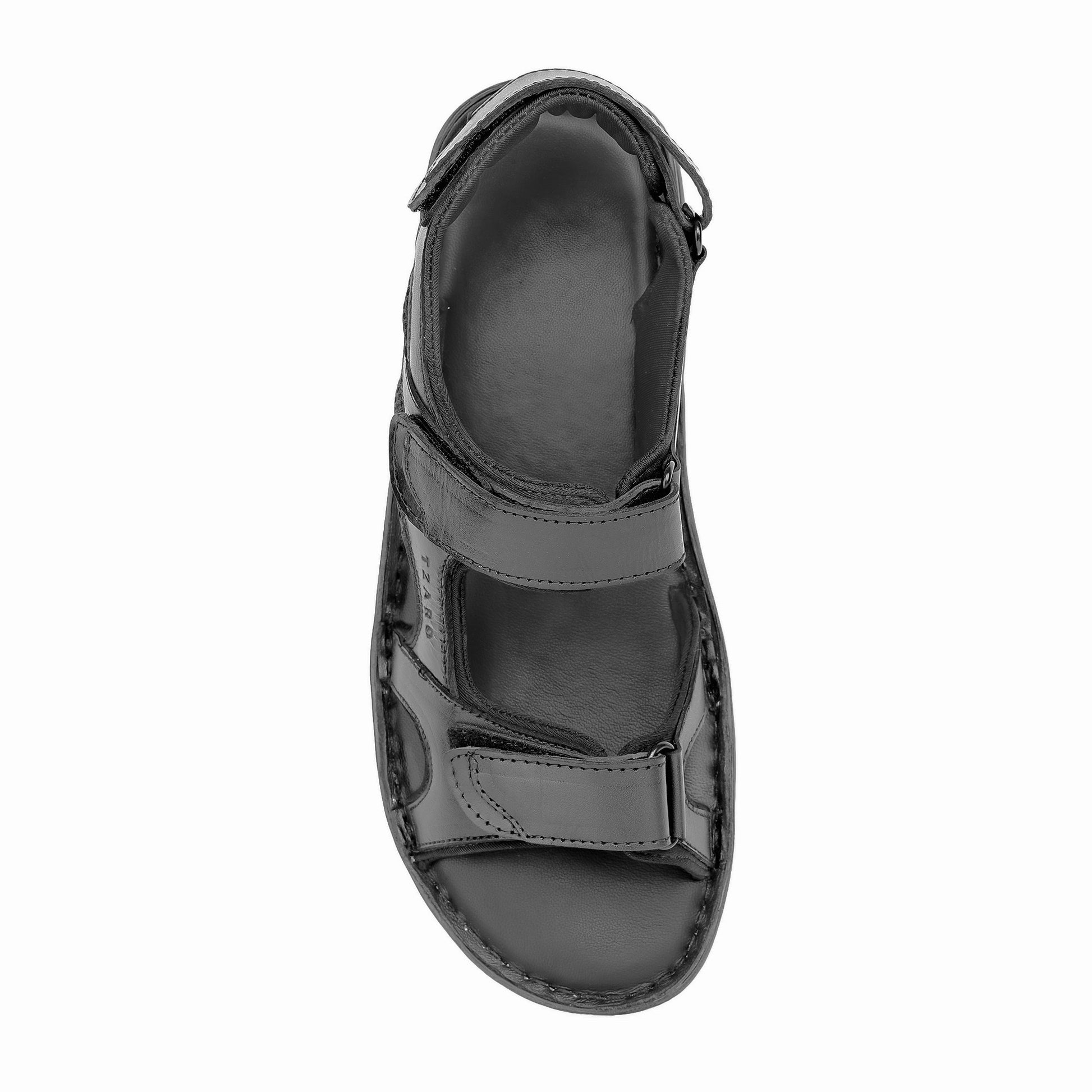 Men's black leather sandals outsole polyurethane grip sole lightweight view